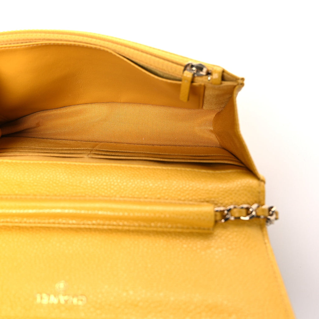 Caviar Quilted Wallet on Chain WOC Yellow