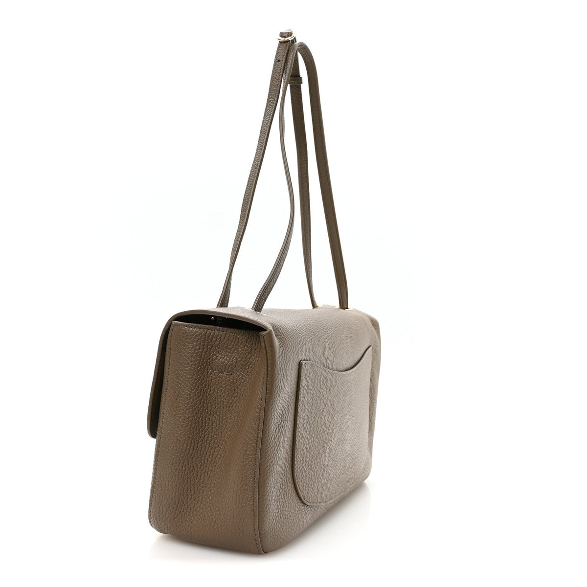 Grained Calfskin Small Souplissimo Maxi Flap Dark Khaki