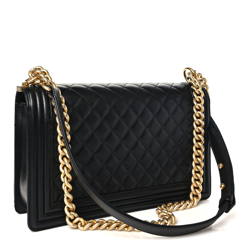 Lambskin Quilted New Medium Boy Flap Black