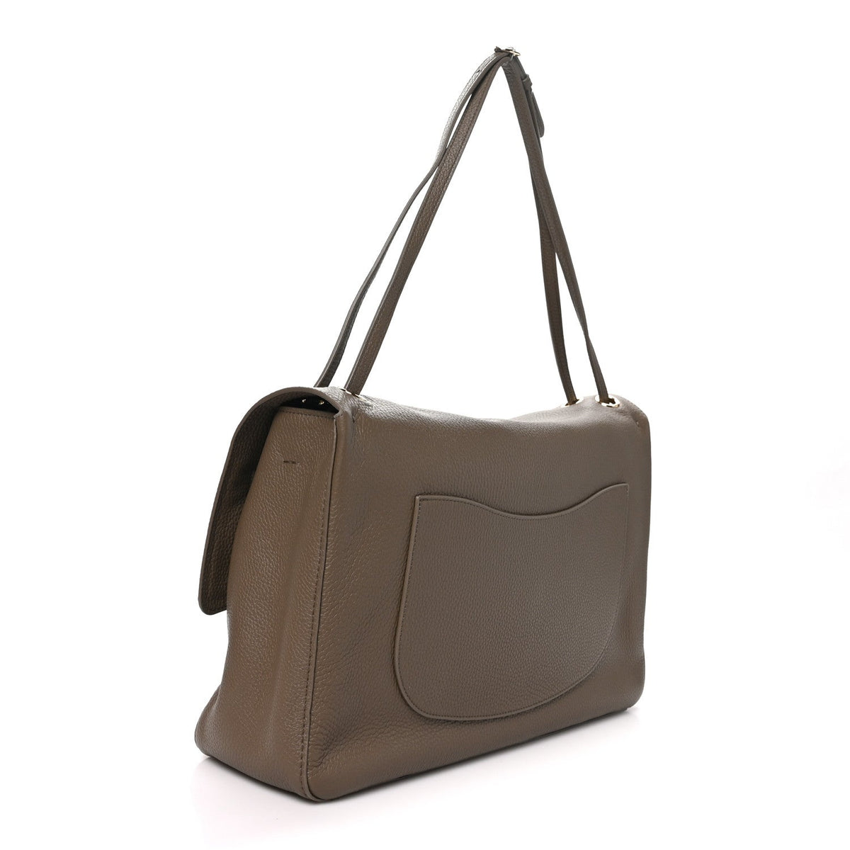 Grained Calfskin Souplissimo Maxi Flap Dark Khaki