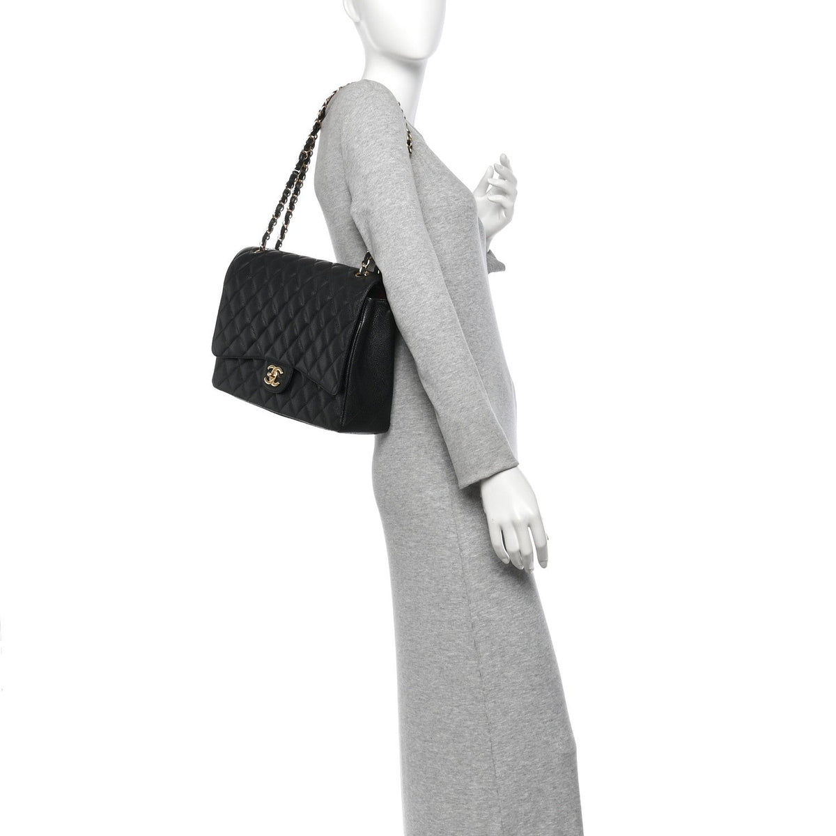 Caviar Quilted Maxi Double Flap Black