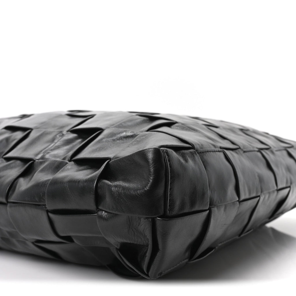 Paper Calfskin Maxi Intrecciato Cassette Tote Black