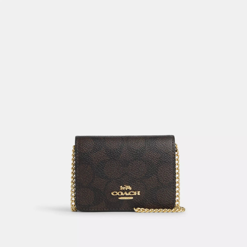Coach Outlet Mini Wallet On A Chain In Signature Canvas
