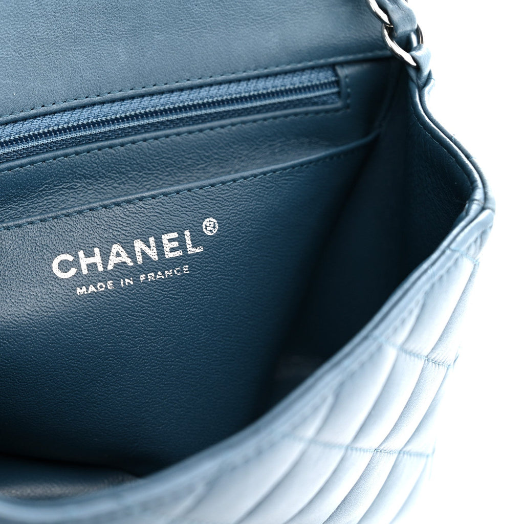 Lambskin Quilted Mini Square Flap Blue