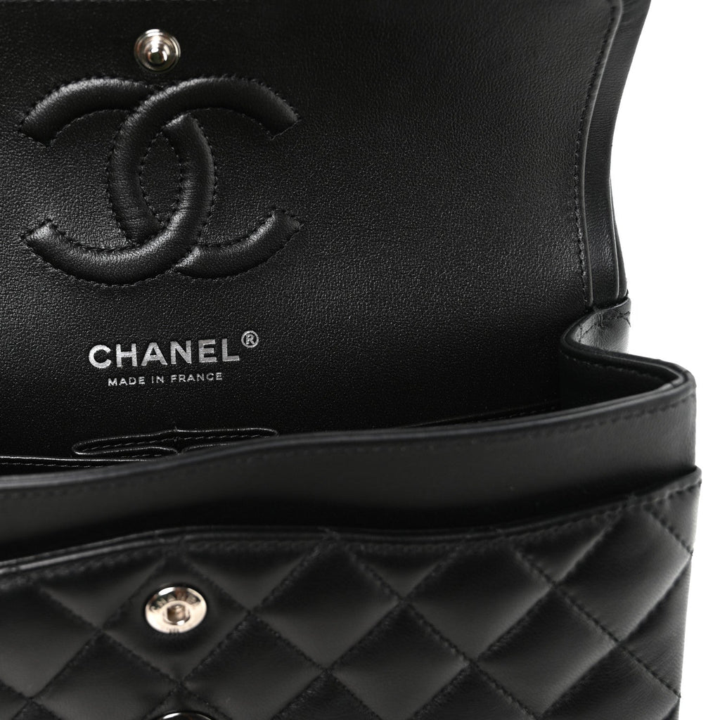 Lambskin Quilted Small Double Flap So Black