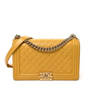 Lambskin Quilted New Medium Boy Flap Yellow