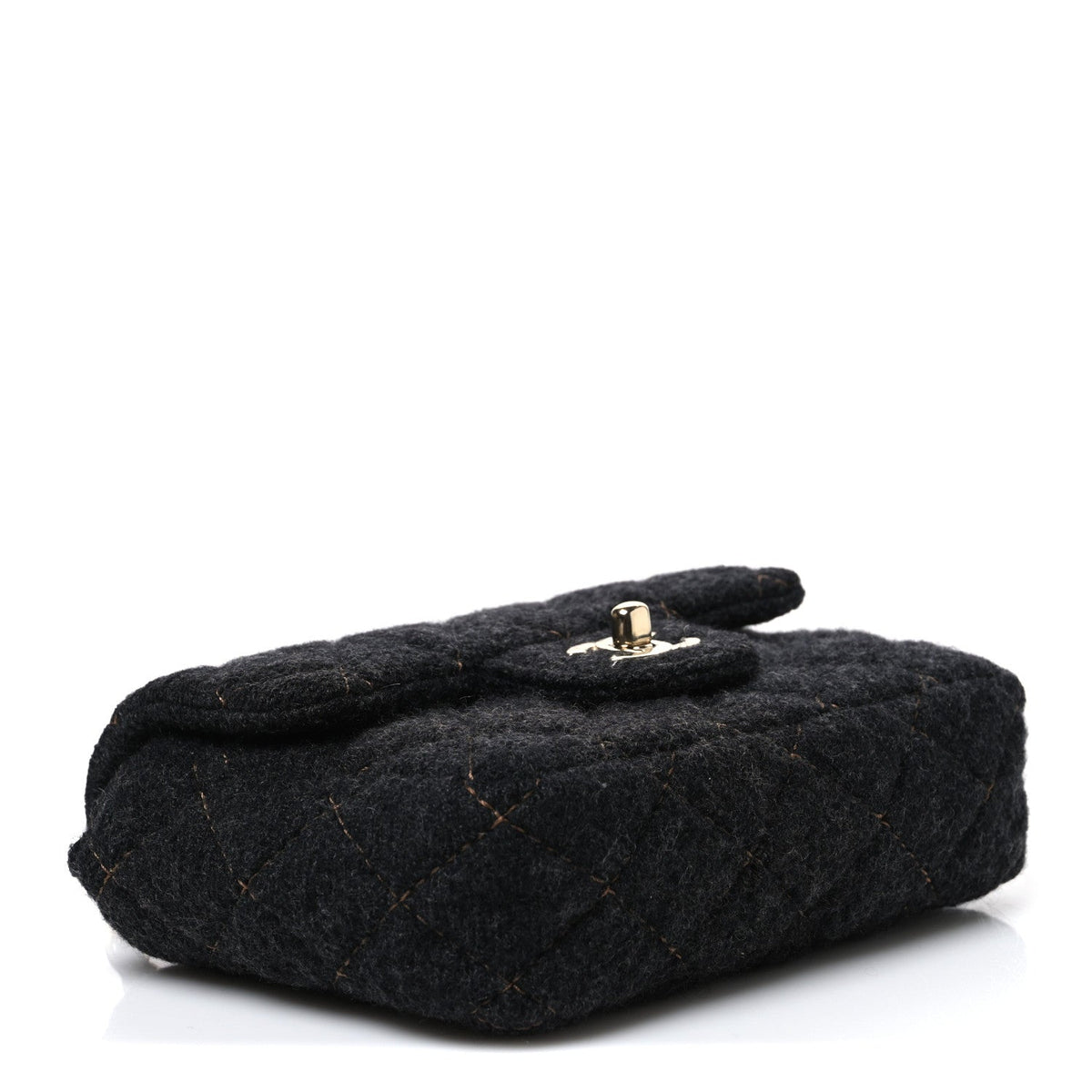 Wool Contrast Stitch Mini Square Flap Charcoal