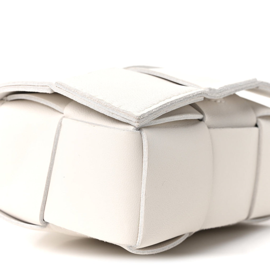 Lambskin Maxi Intrecciato Extra Mini Cassette Crossbody Bag White