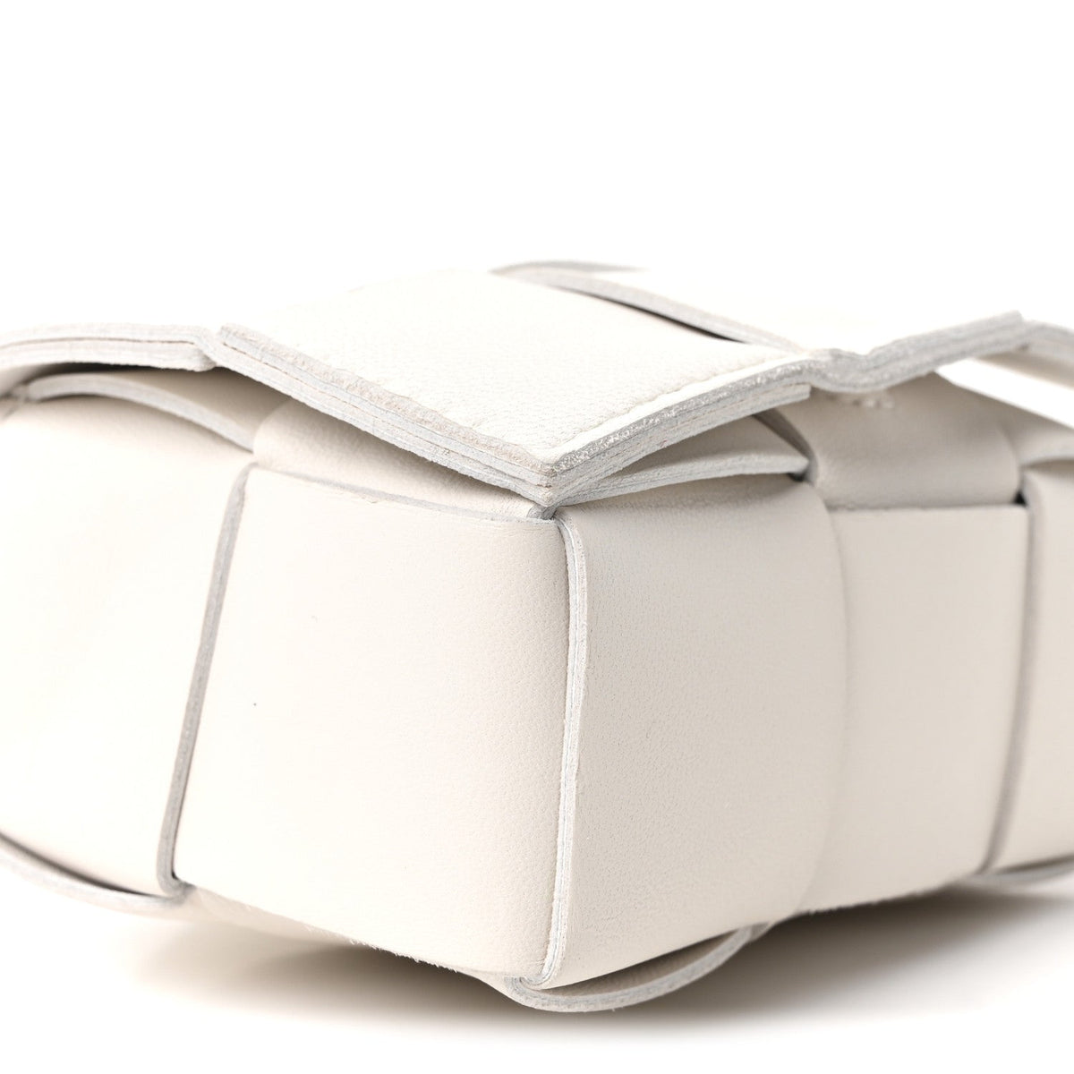 Lambskin Maxi Intrecciato Extra Mini Cassette Crossbody Bag White