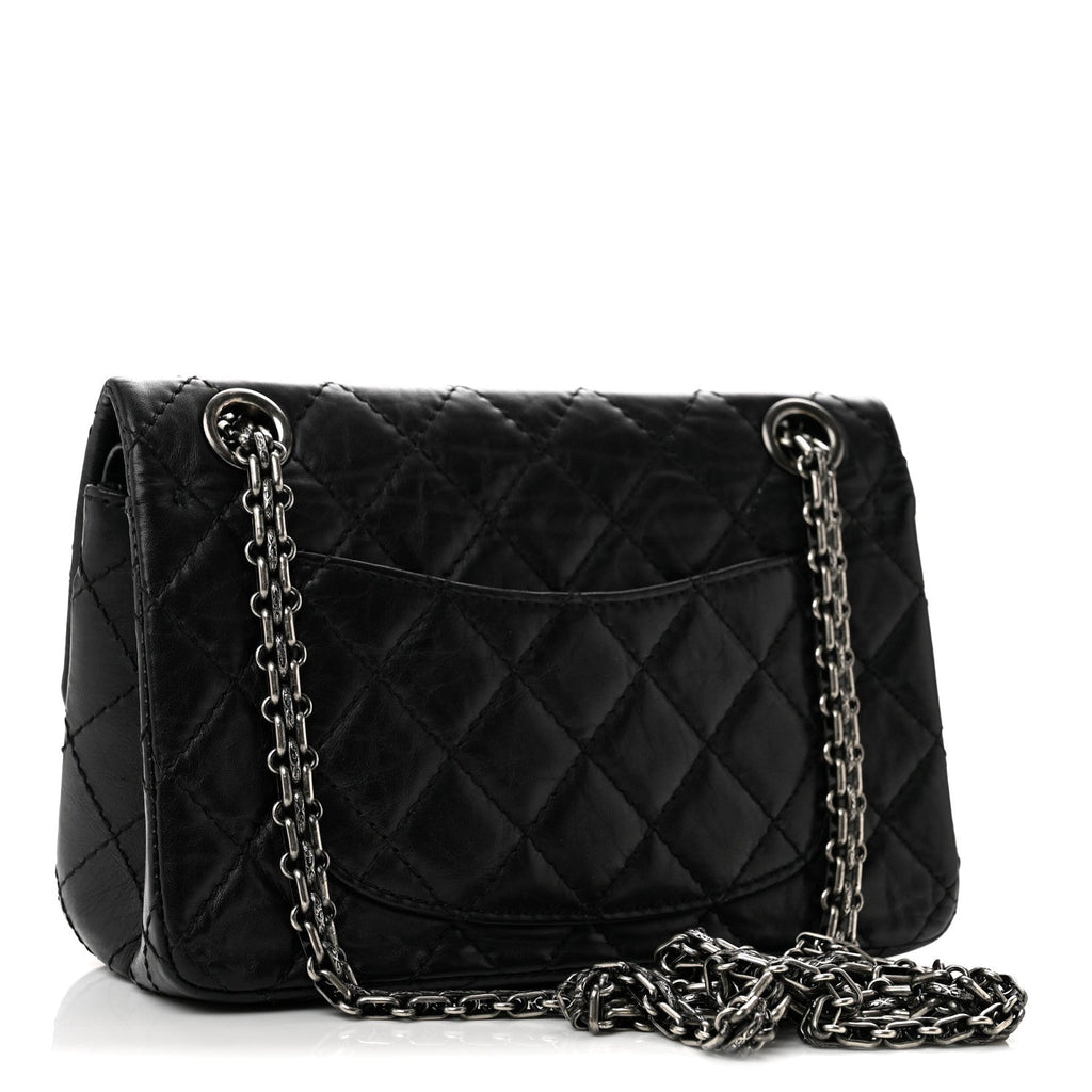 Aged Calfskin Quilted 2.55 Reissue Mini Flap Black