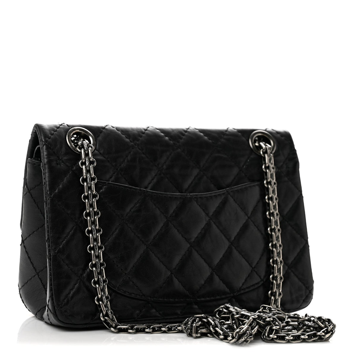 Aged Calfskin Quilted 2.55 Reissue Mini Flap Black