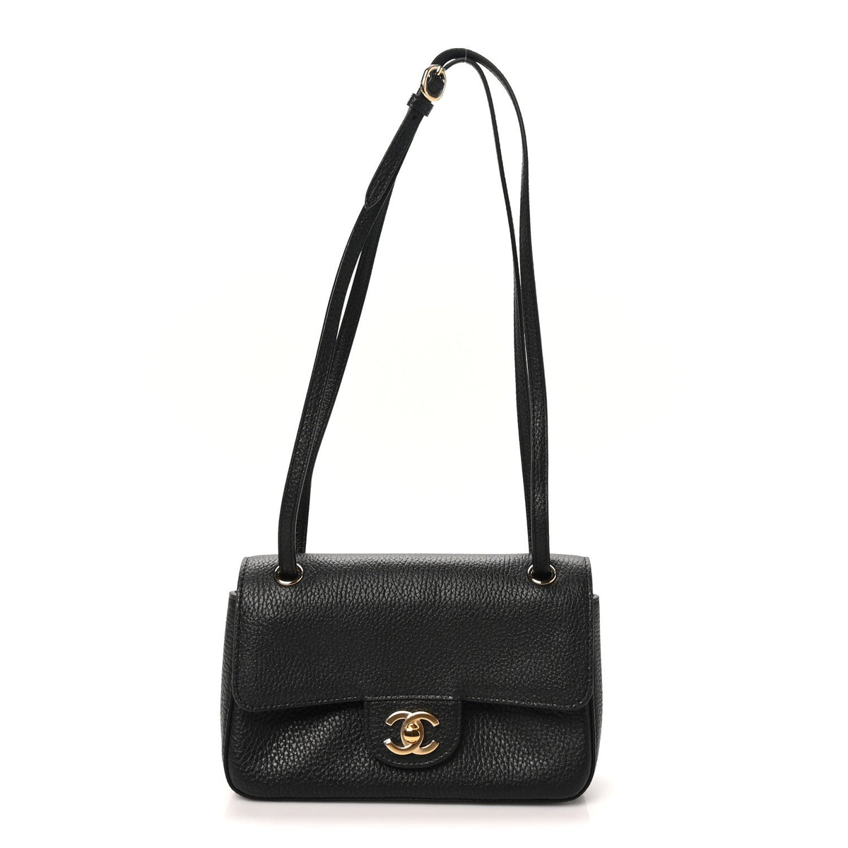 Grained Calfskin Mini Souplissimo Maxi Flap Black