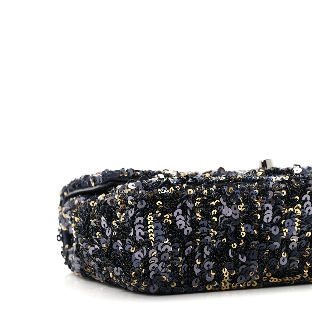 Sequin Mini Rectangular Flap Blue Black Ruthenium