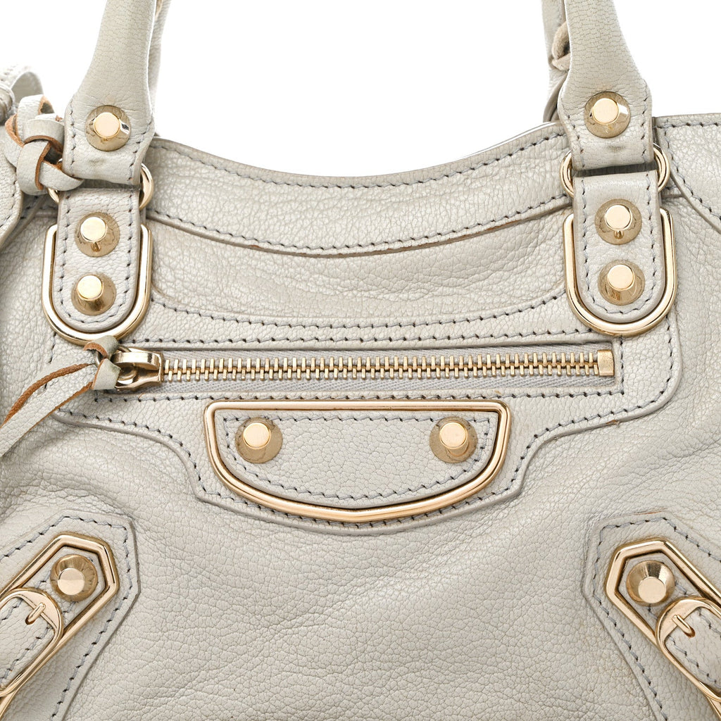 Chevre Gold Metallic Edge Hardware Mini City Gris Clair Gris Perle