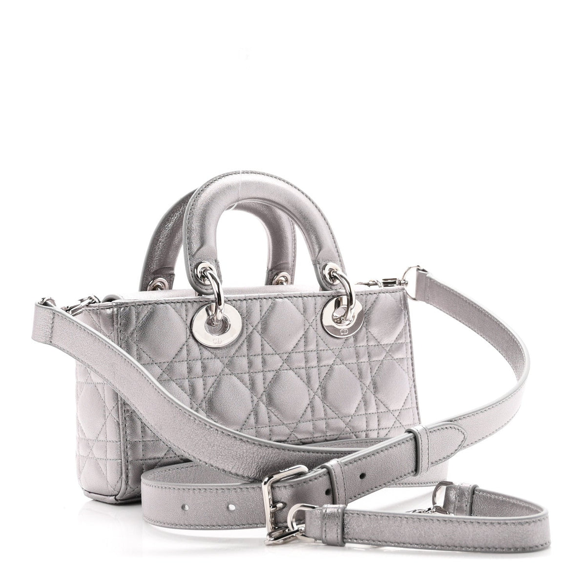 Metallic Lambskin Cannage Small Lady D-Joy
