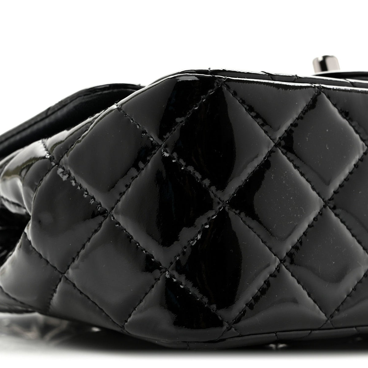 Patent Calfskin Quilted Mini Square Flap Black