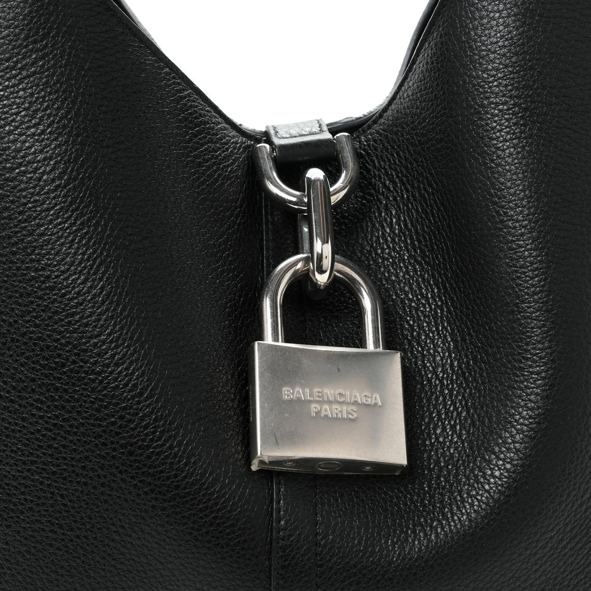 Grained Calfskin Medium Locker Hobo Black