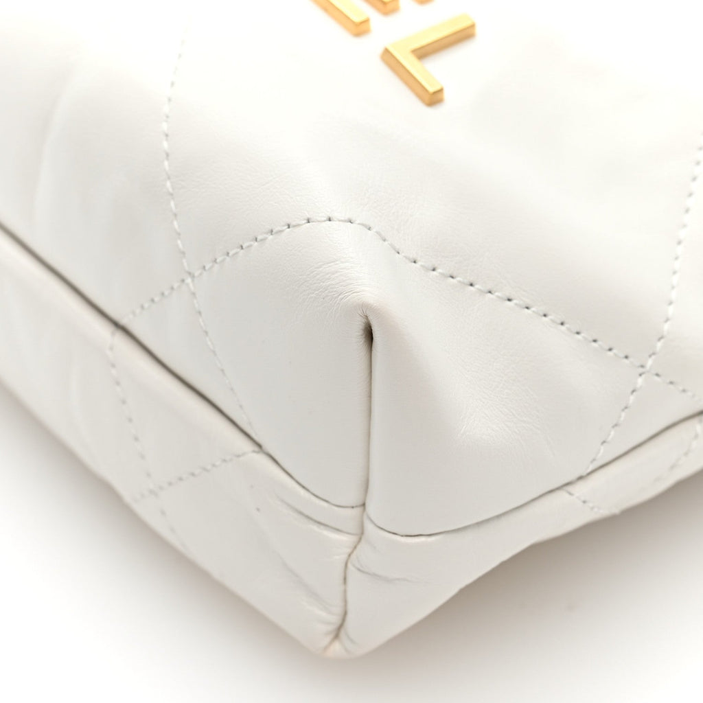 Shiny Calfskin Quilted Mini Chanel 22 White