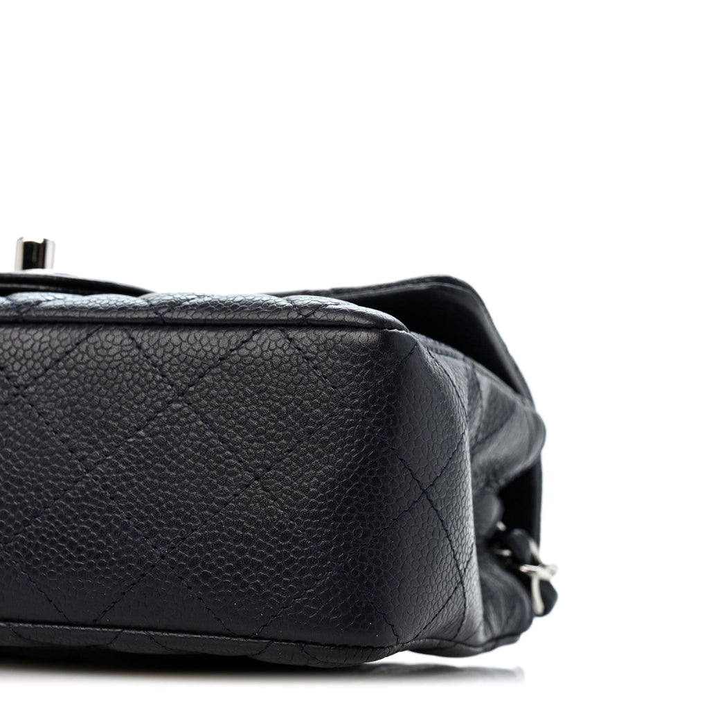Caviar Quilted Mini Rectangular Flap Navy