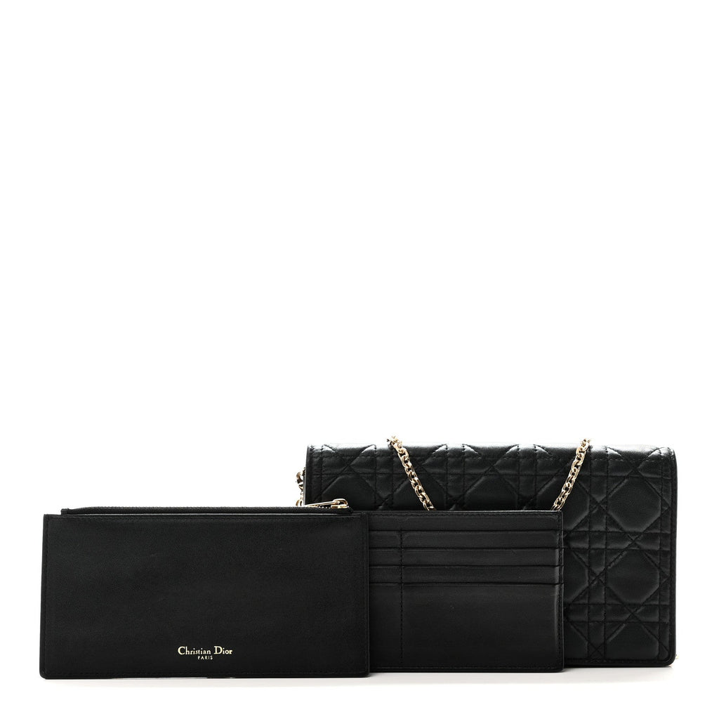 Lambskin Cannage Lady Dior Pouch Black