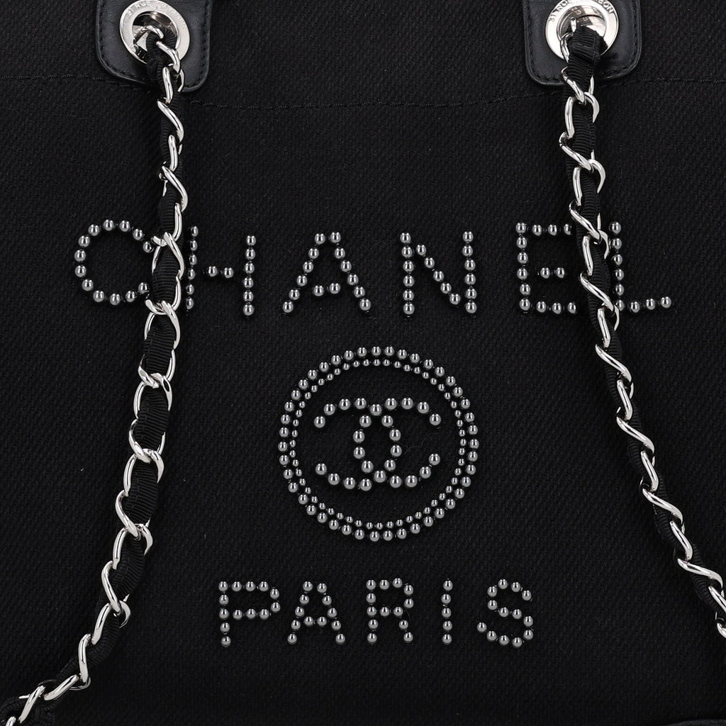 Canvas Pearl Medium Deauville Tote Black