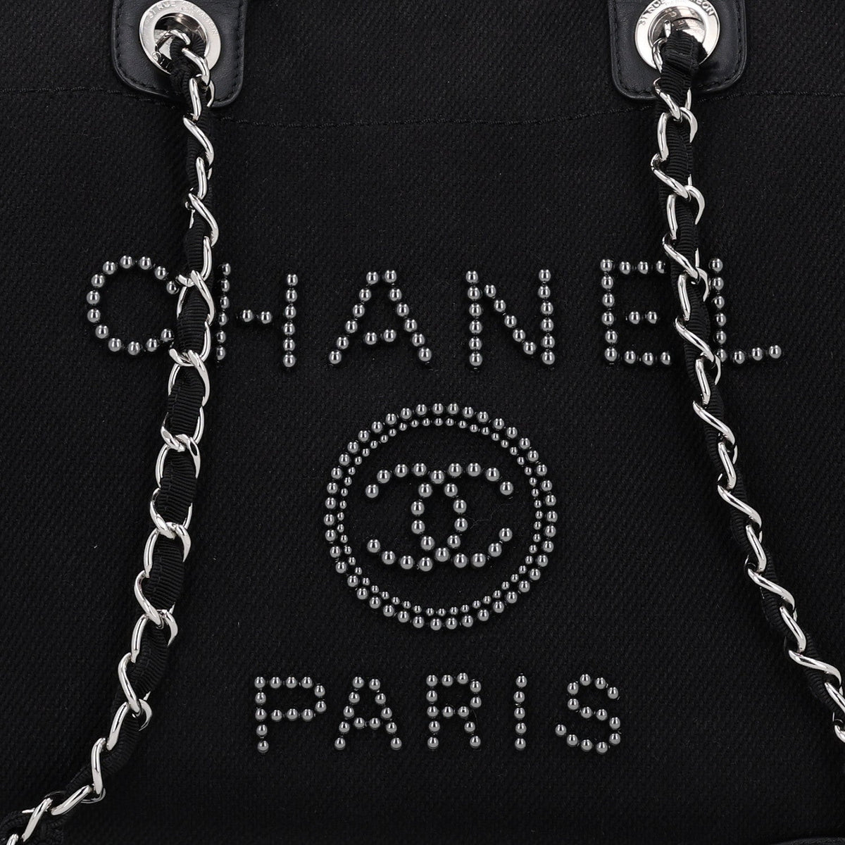 Canvas Pearl Medium Deauville Tote Black