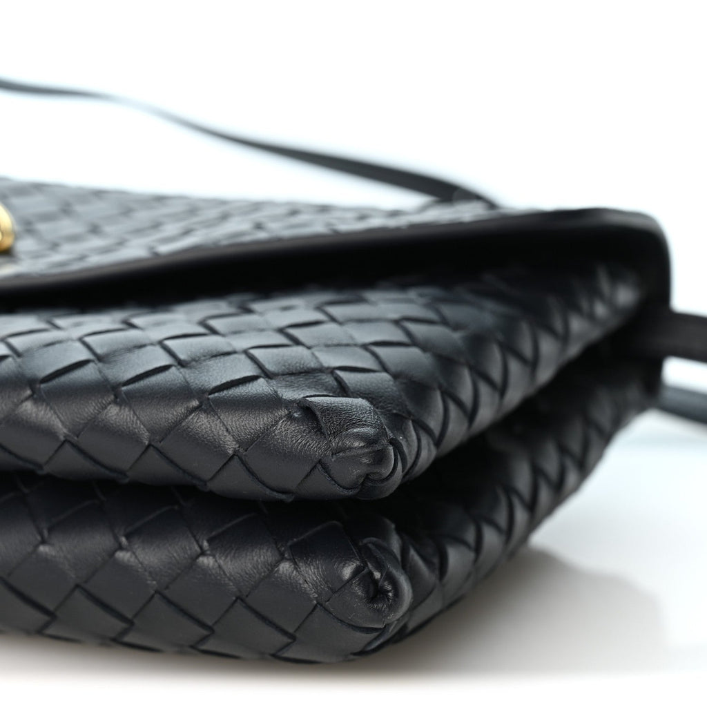 Nappa Intrecciato Knot Lock Top Handle Crossbody Bag Midnight