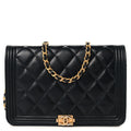 Caviar Quilted Boy Wallet On Chain WOC Black