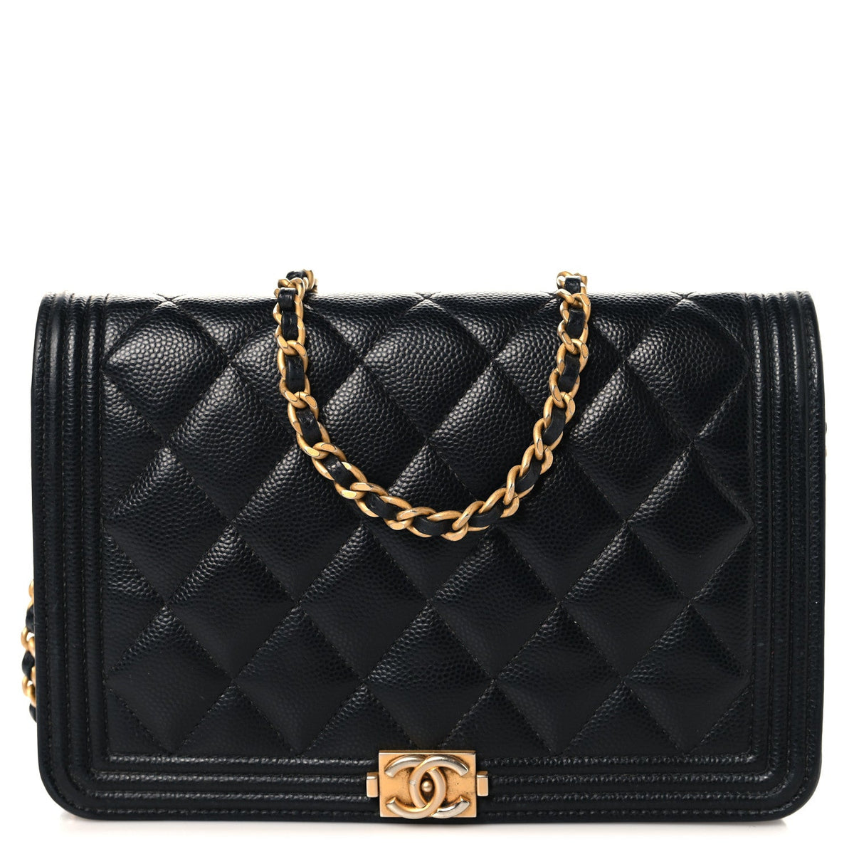 Caviar Quilted Boy Wallet On Chain WOC Black
