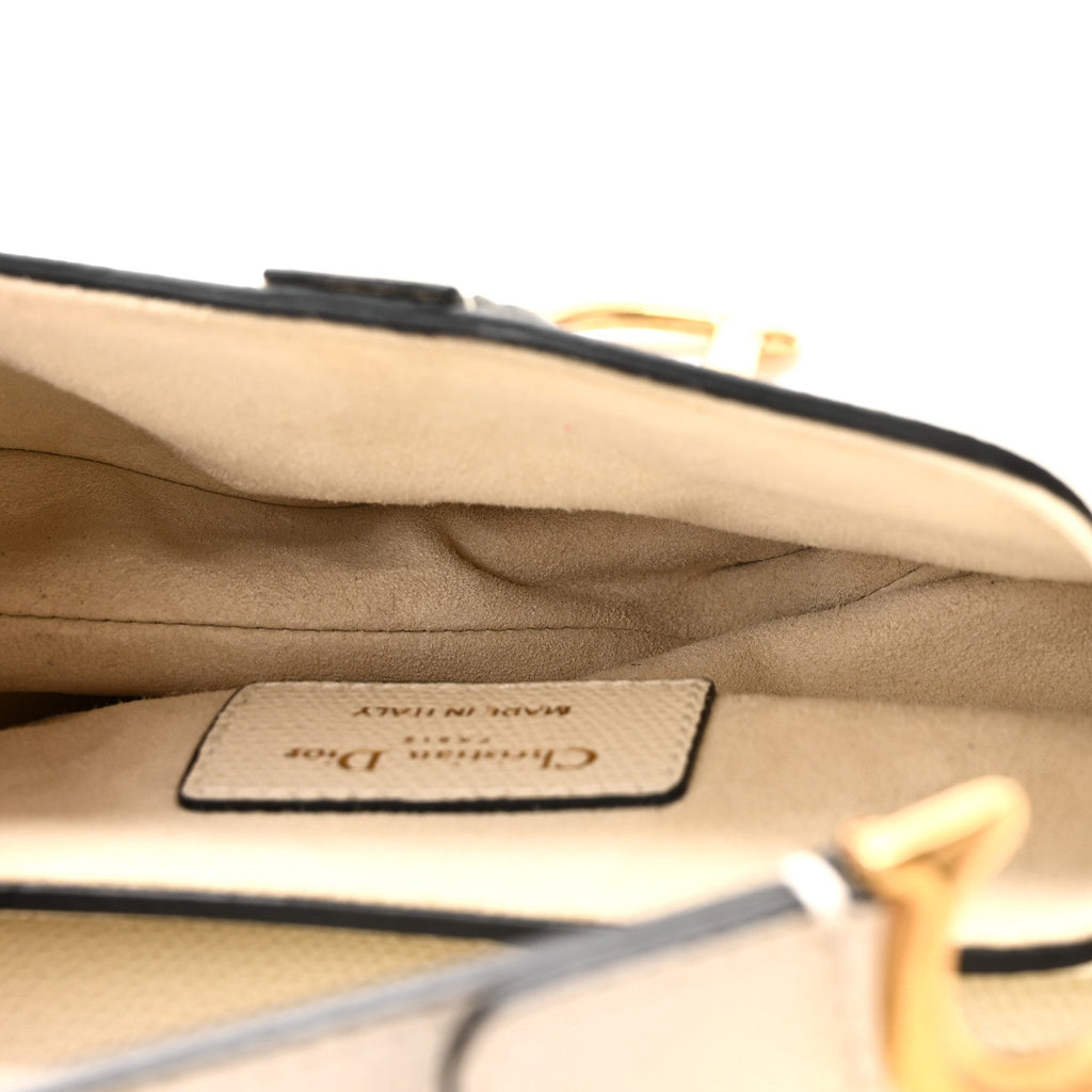 Grained Calfskin Mini Saddle Bag White