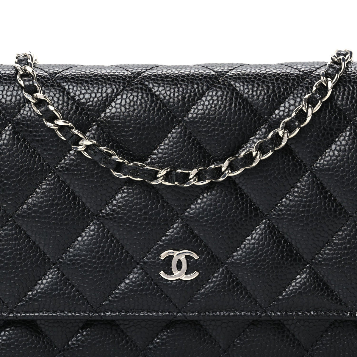 Caviar Quilted Wallet on Chain WOC Black