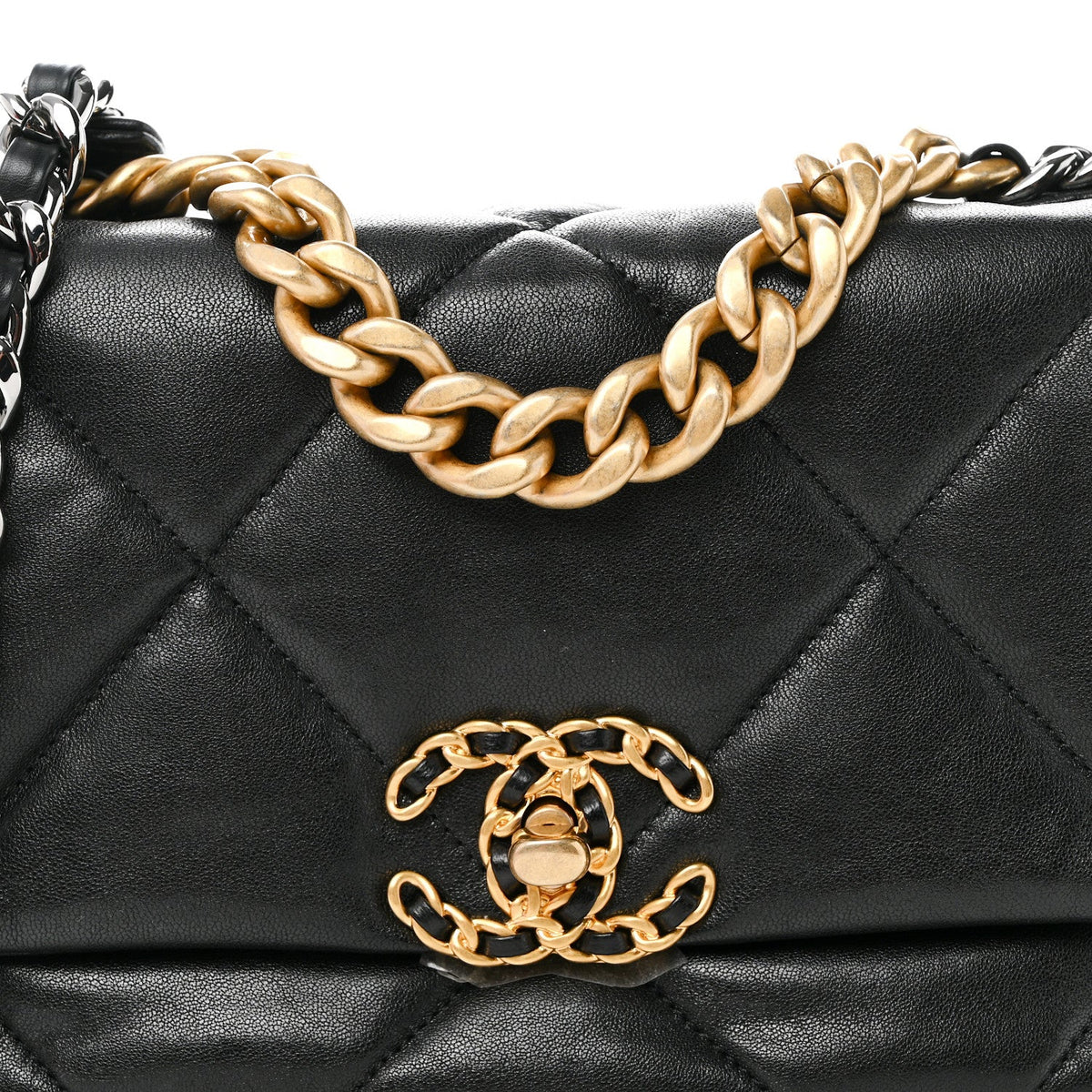 Lambskin Quilted Medium Chanel 19 Flap Black