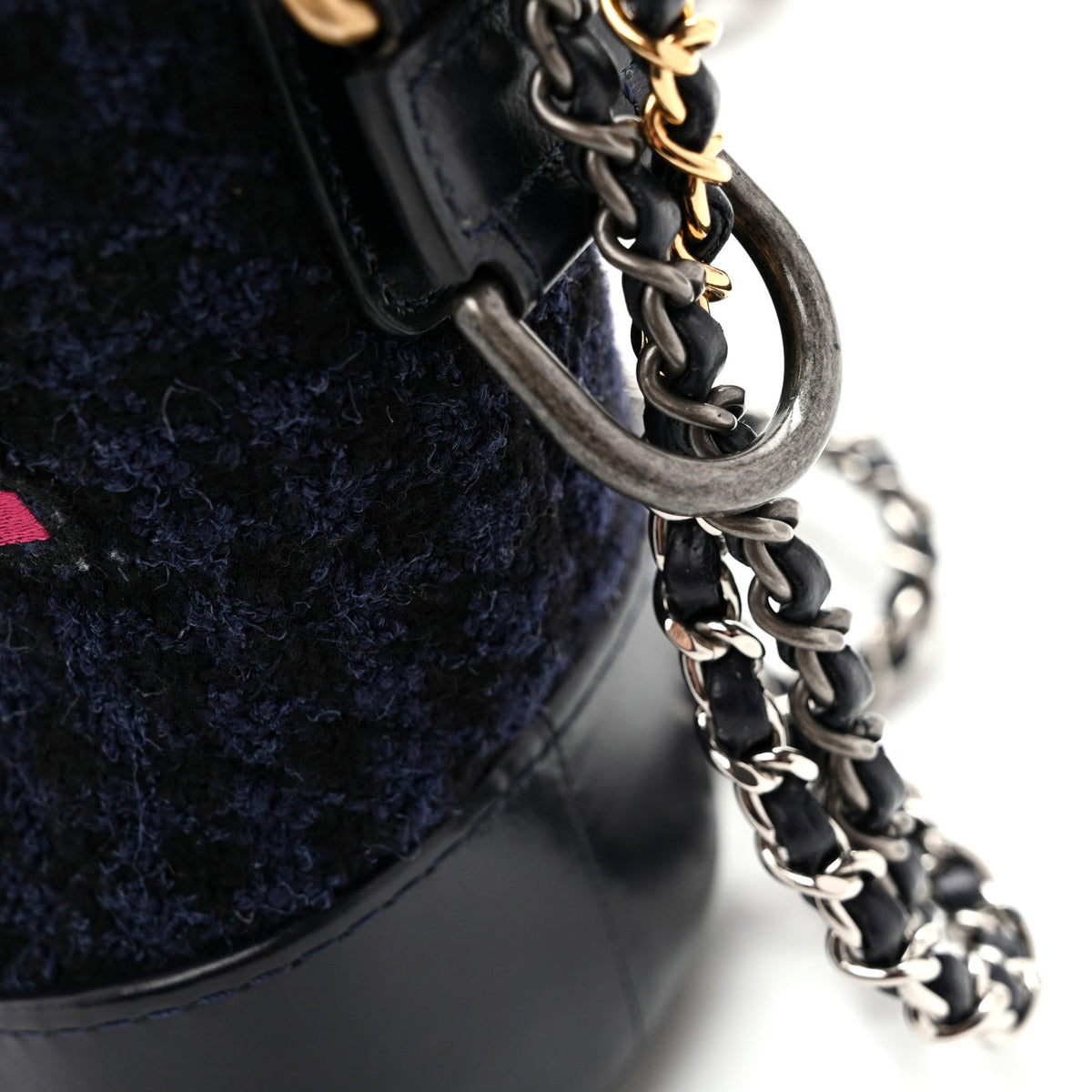 Wool Calfskin Quilted Small Gabrielle Hobo Black