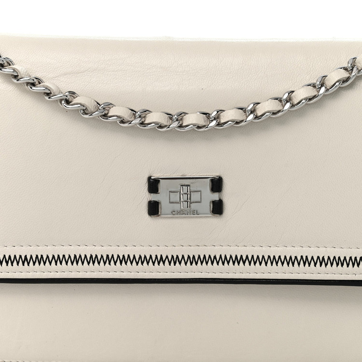 Lambskin Reissue Wallet On Chain WOC White