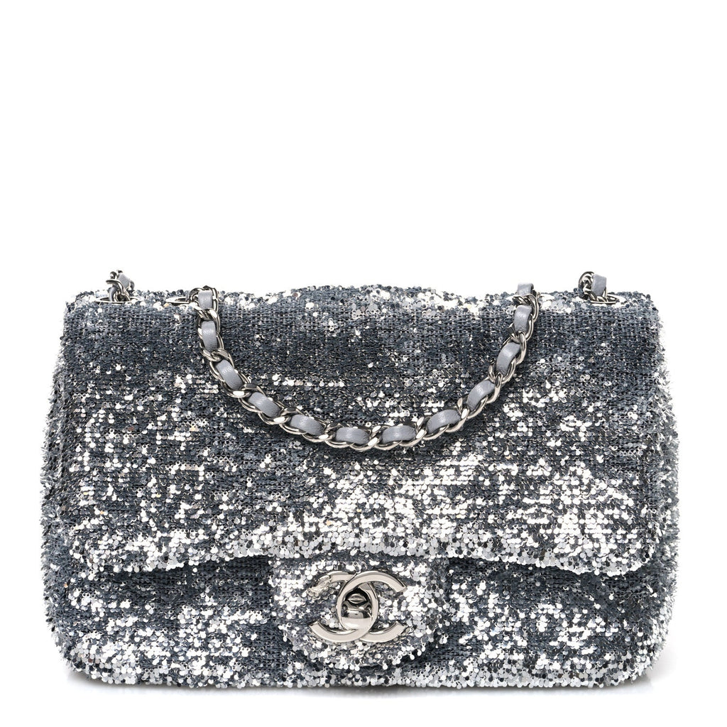 Sequin Mini Rectangular Flap Silver
