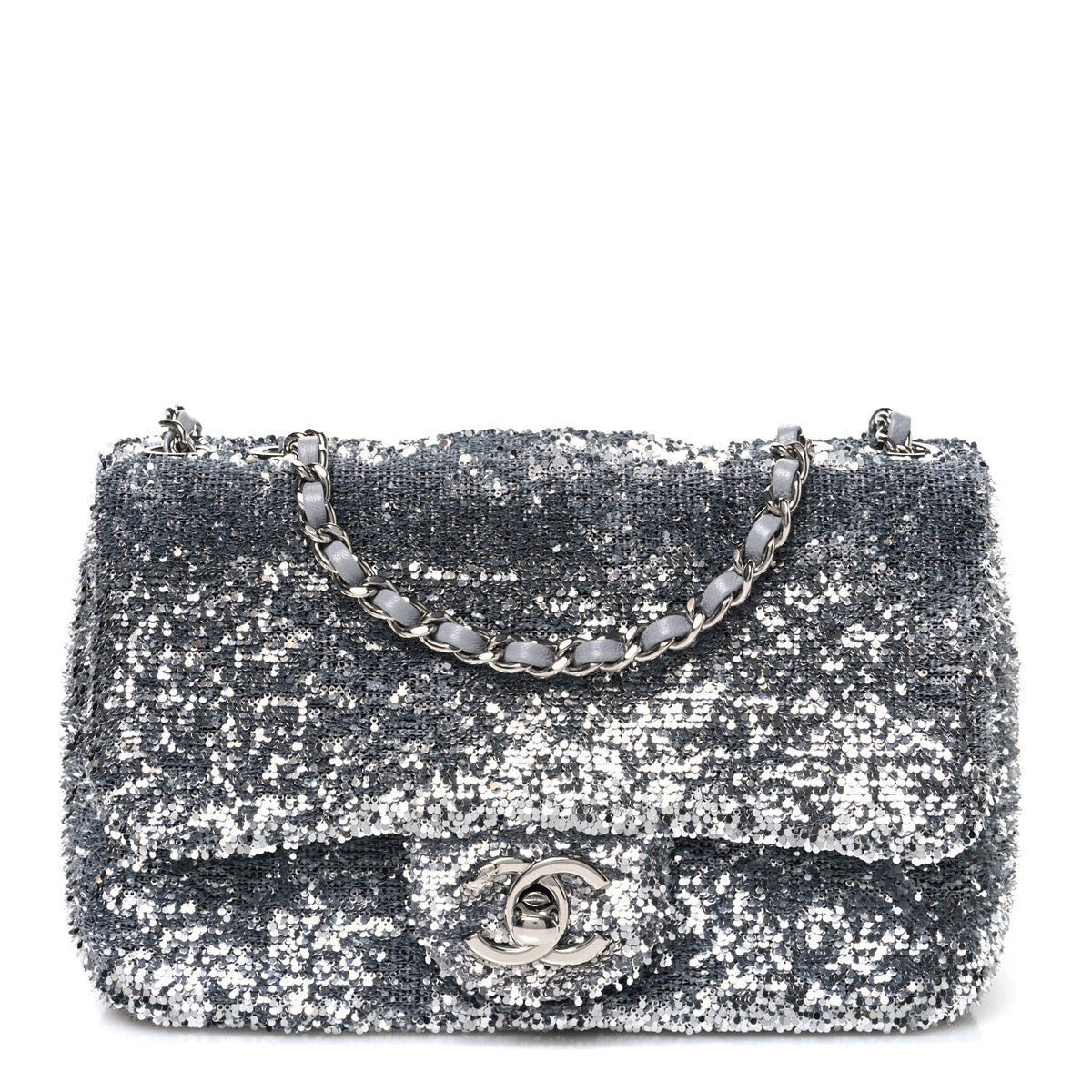 Sequin Mini Rectangular Flap Silver