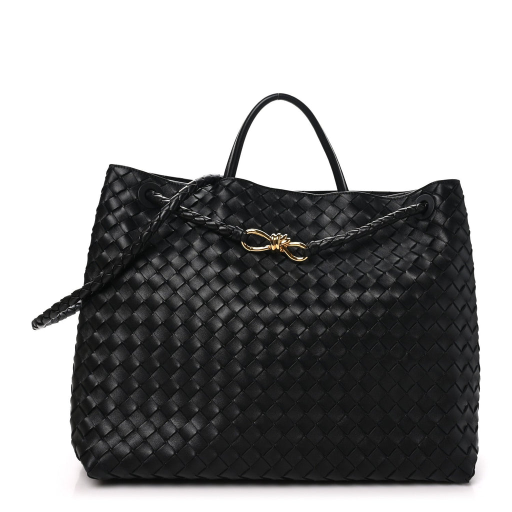 Nappa Intrecciato Large Andiamo Shoulder Bag Black