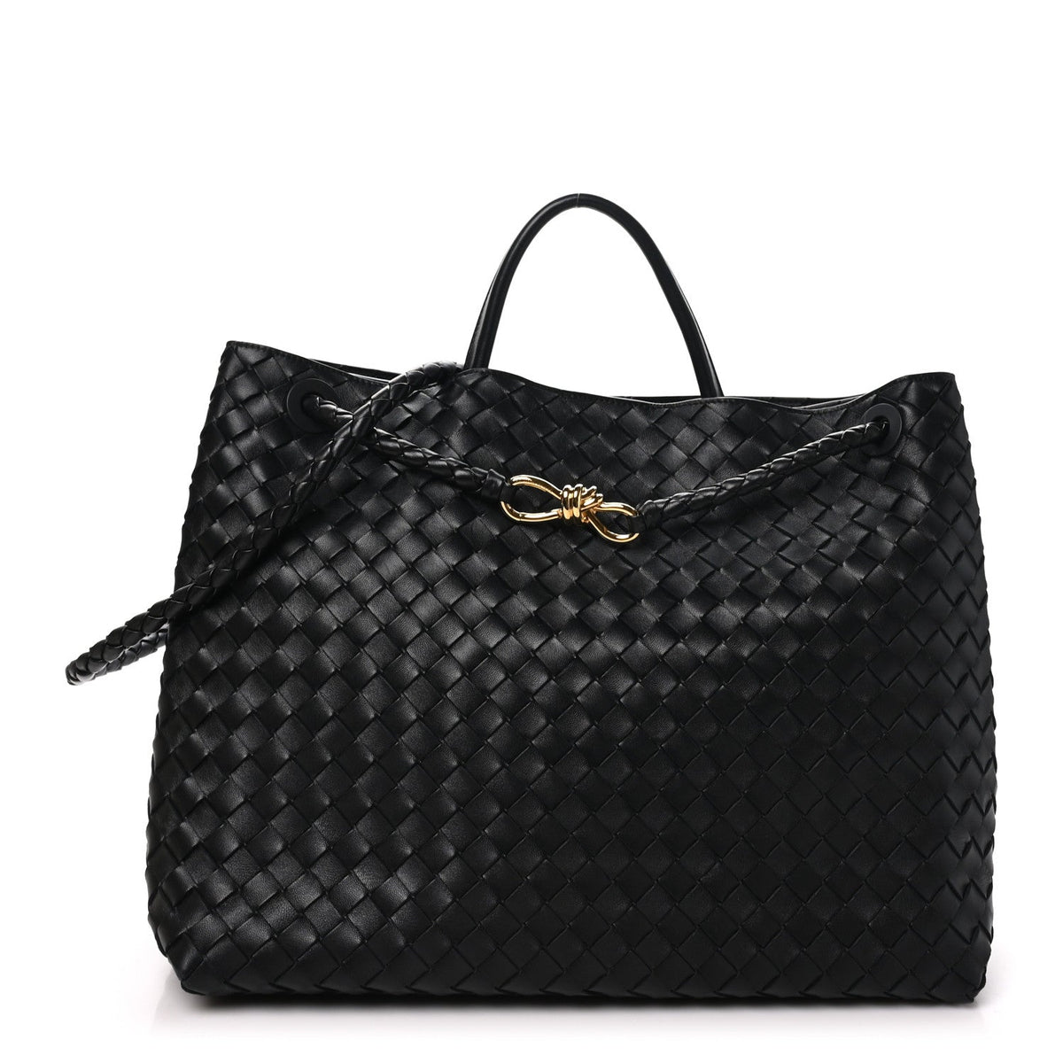 Nappa Intrecciato Large Andiamo Shoulder Bag Black