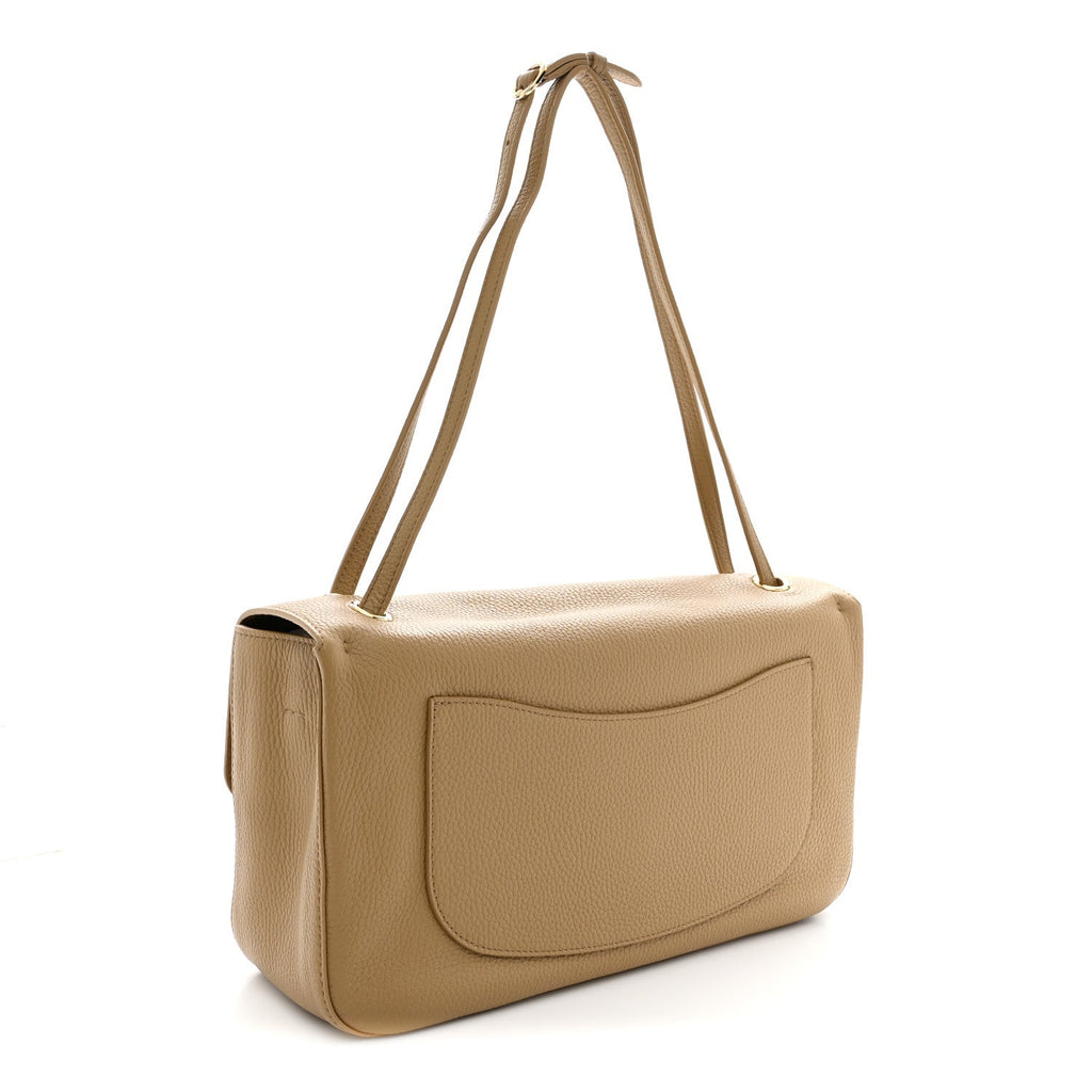 Grained Calfskin Small Souplissimo Maxi Flap Dark Beige
