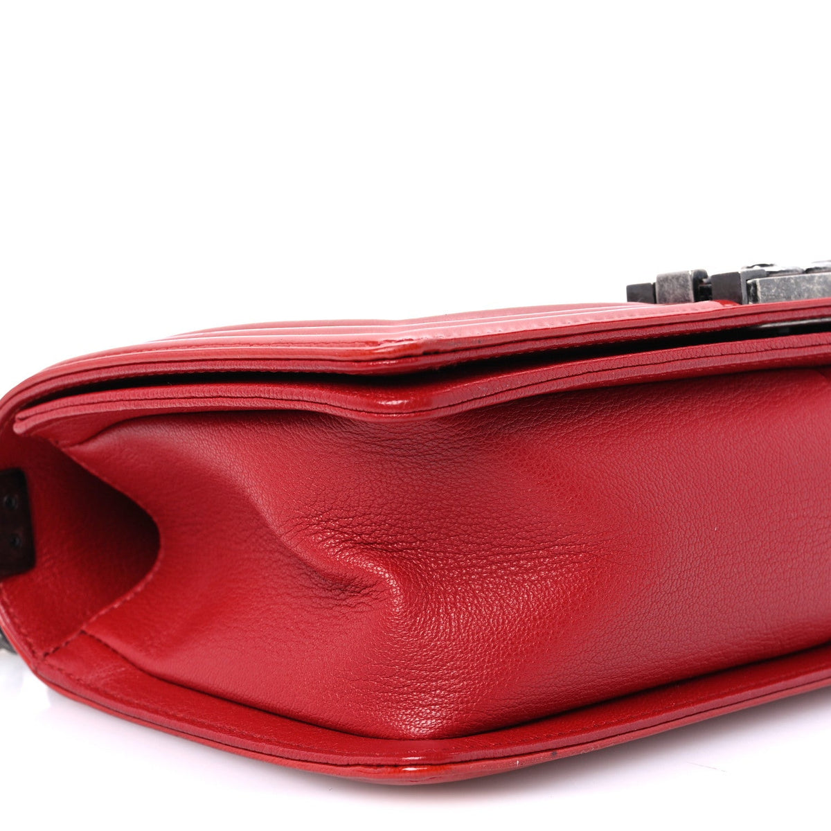Goatskin Quilted Patent Medium Duo Boy Flap Red
