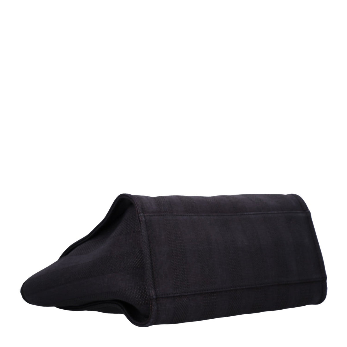 Mixed Fibers Calfskin Striped Medium Deauville Tote Black