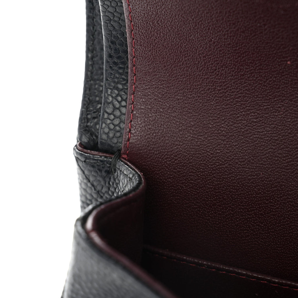 Caviar Quilted Medium Double Flap Black