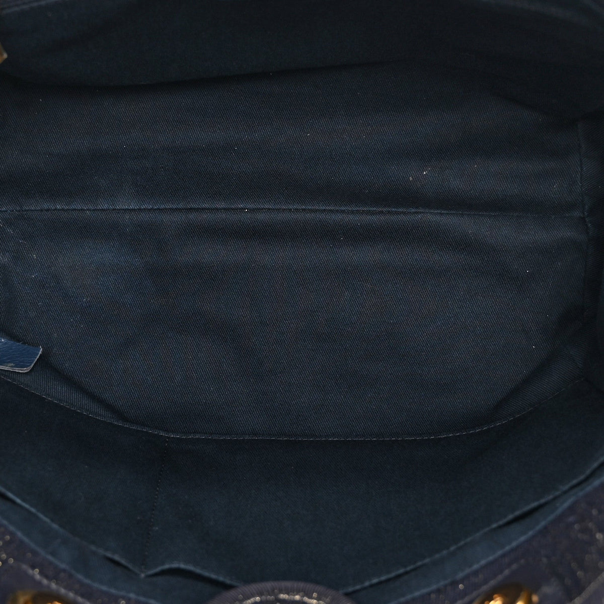 Lurex Canvas Small Deauville Tote Navy Blue Gold