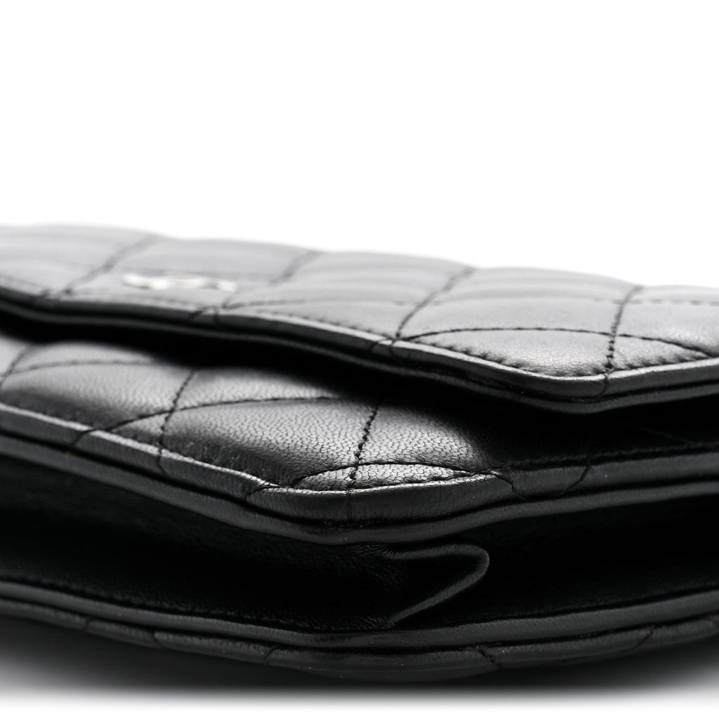 Lambskin Quilted Wallet On Chain WOC Black