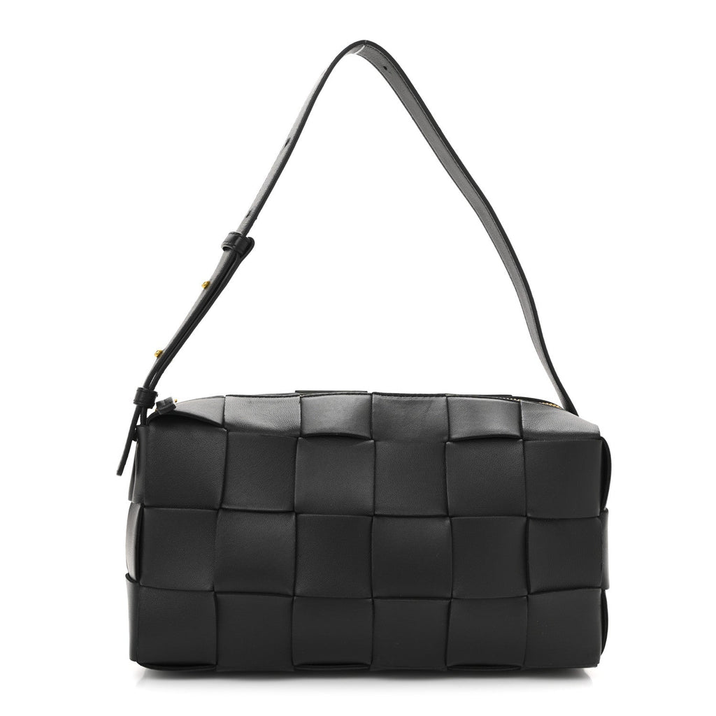 Lambskin Maxi Intrecciato Brick Cassette Bag Black Black