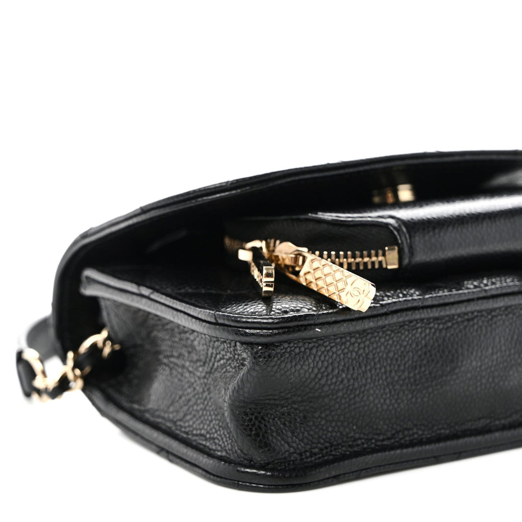 Caviar Quilted Business Affinity Clutch With Chain Black