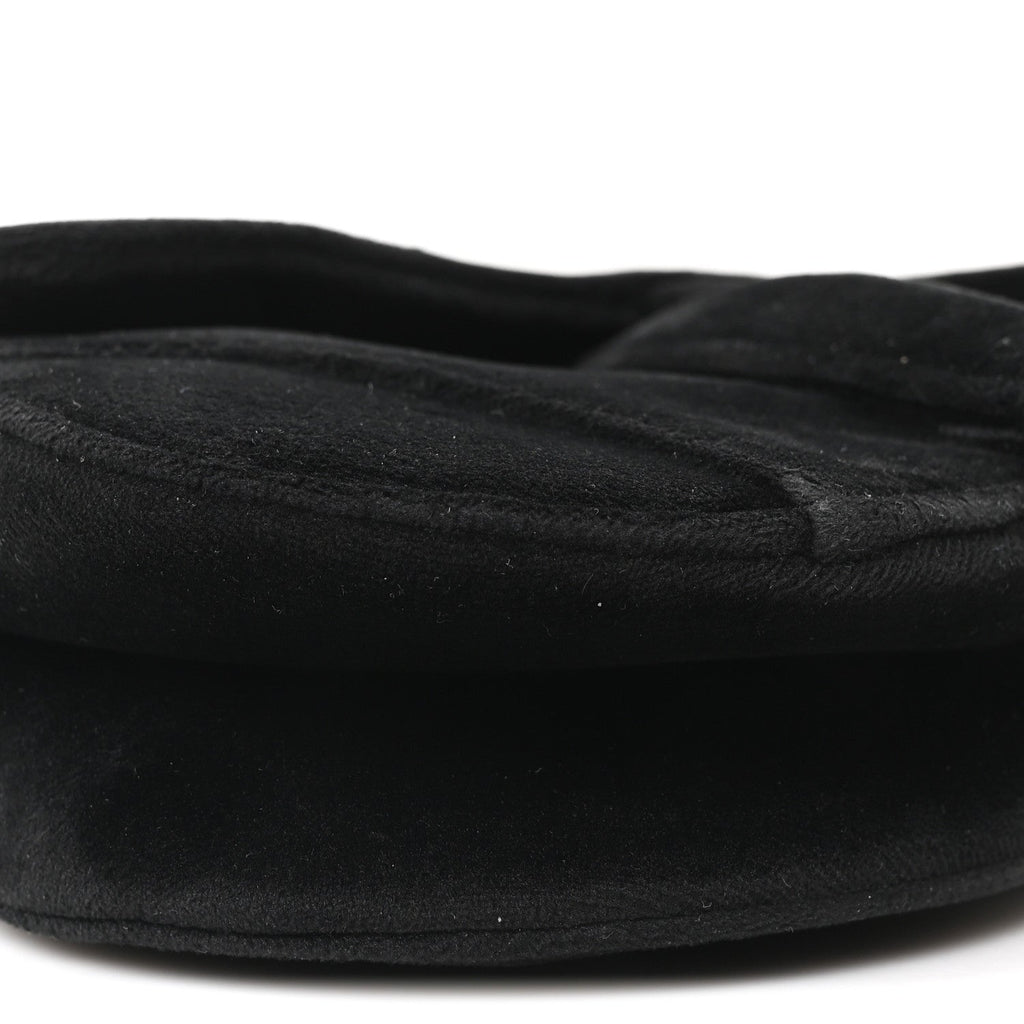 Velvet Crystal Mini Saddle Bag Black