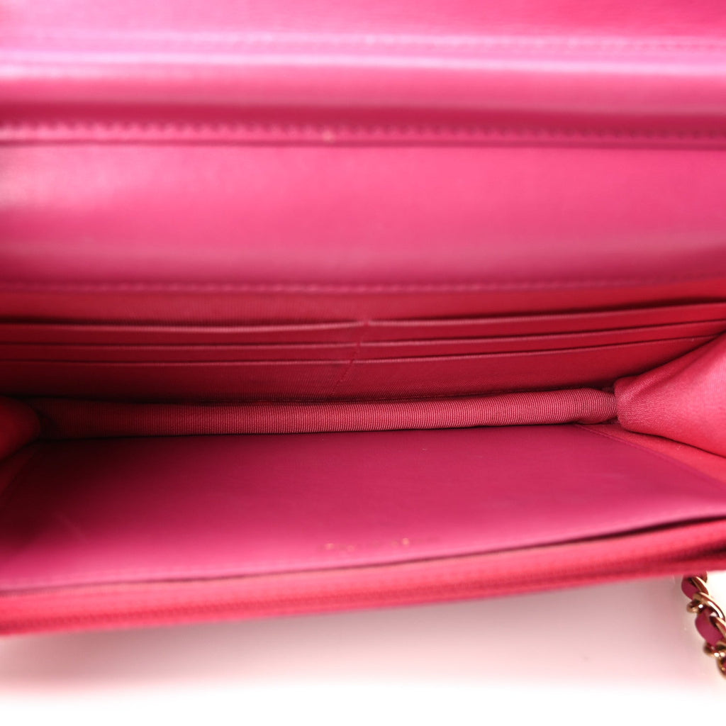Tweed Quilted Wallet On Chain WOC Pink