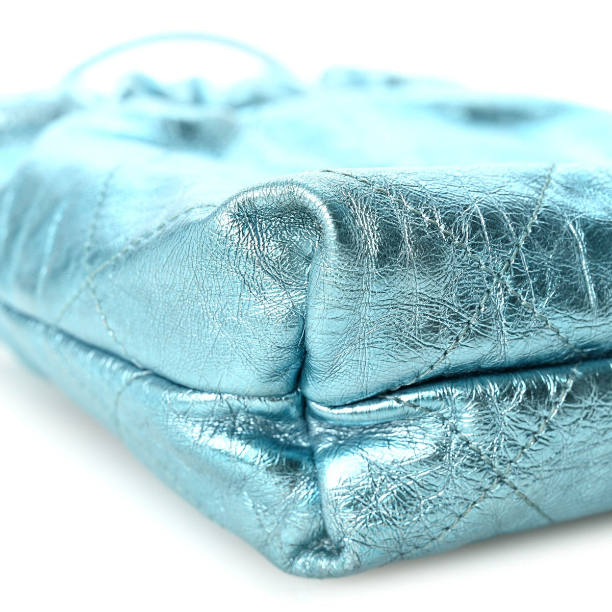 Metallic Calfskin Quilted Mini Chanel 22 Blue