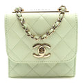 Lambskin Quilted Mini Trendy CC Chain Wallet Light Green